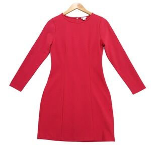 j crew long sleeve ponte dress J. Crew Women's Size Small Long-Sleeve Ponte Knit Dress Red Stretch